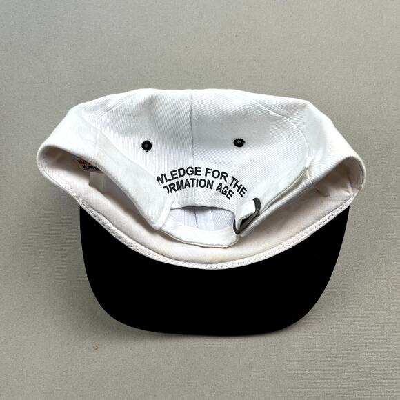 Vintage Tech Hat Cap Strapback White Britannica Encyclopedia Software Art 90s - Picture 4 of 8